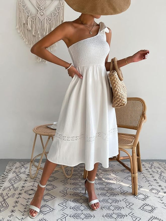 Robe Blanche Bohème Mi Longue