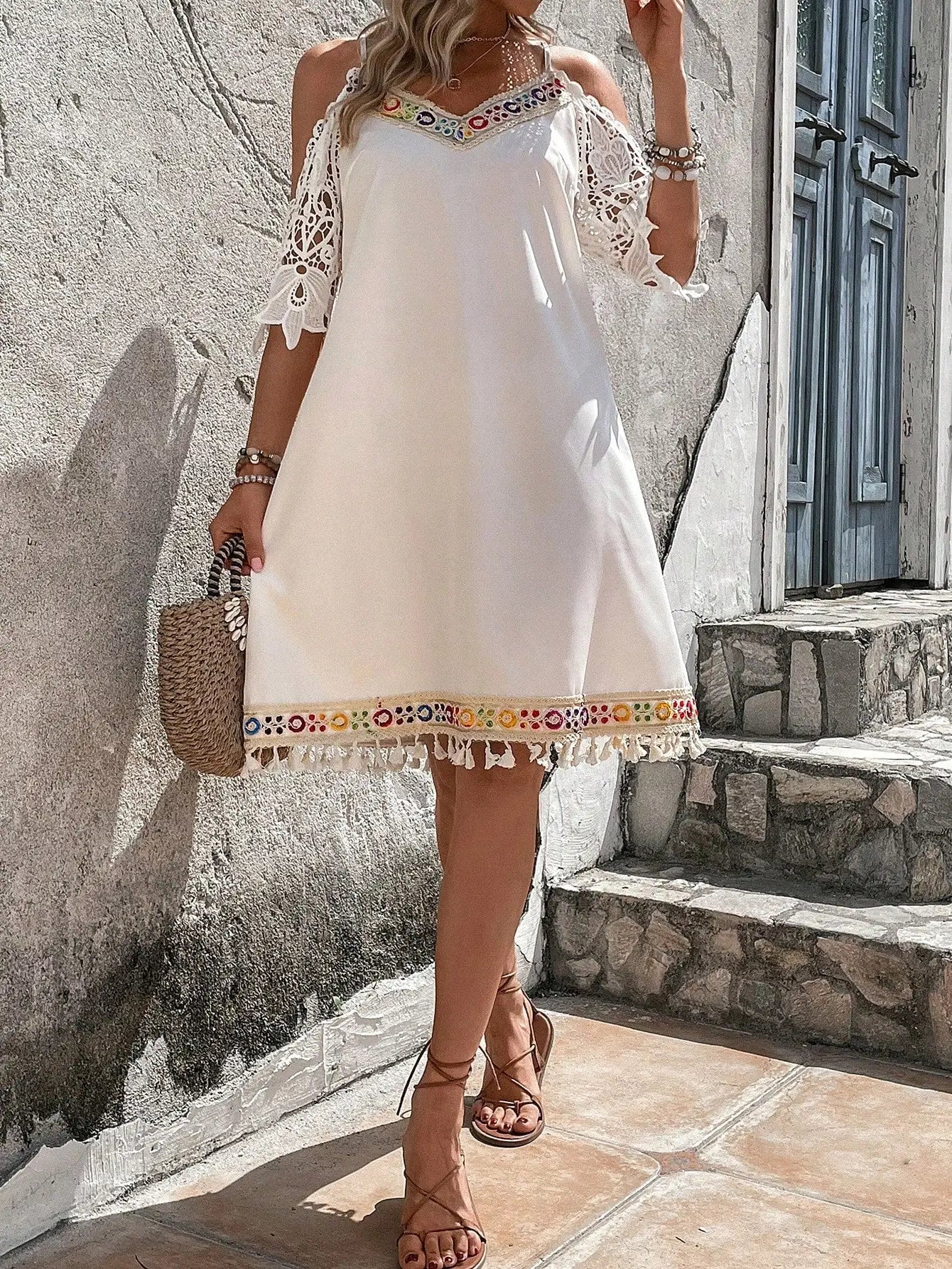 Robe Blanche Courte Hippie Chic | Evasion Bohème