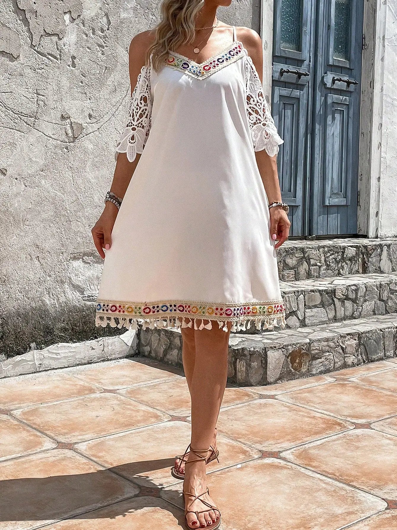 Robe Blanche Courte Hippie Chic | Evasion Bohème