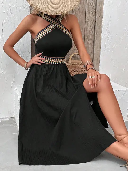 Robe Longue Bohème Chic Noire | Evasion Bohème