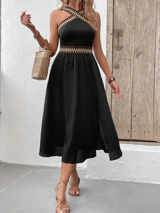 Robe Longue Bohème Chic Noire | Evasion Bohème