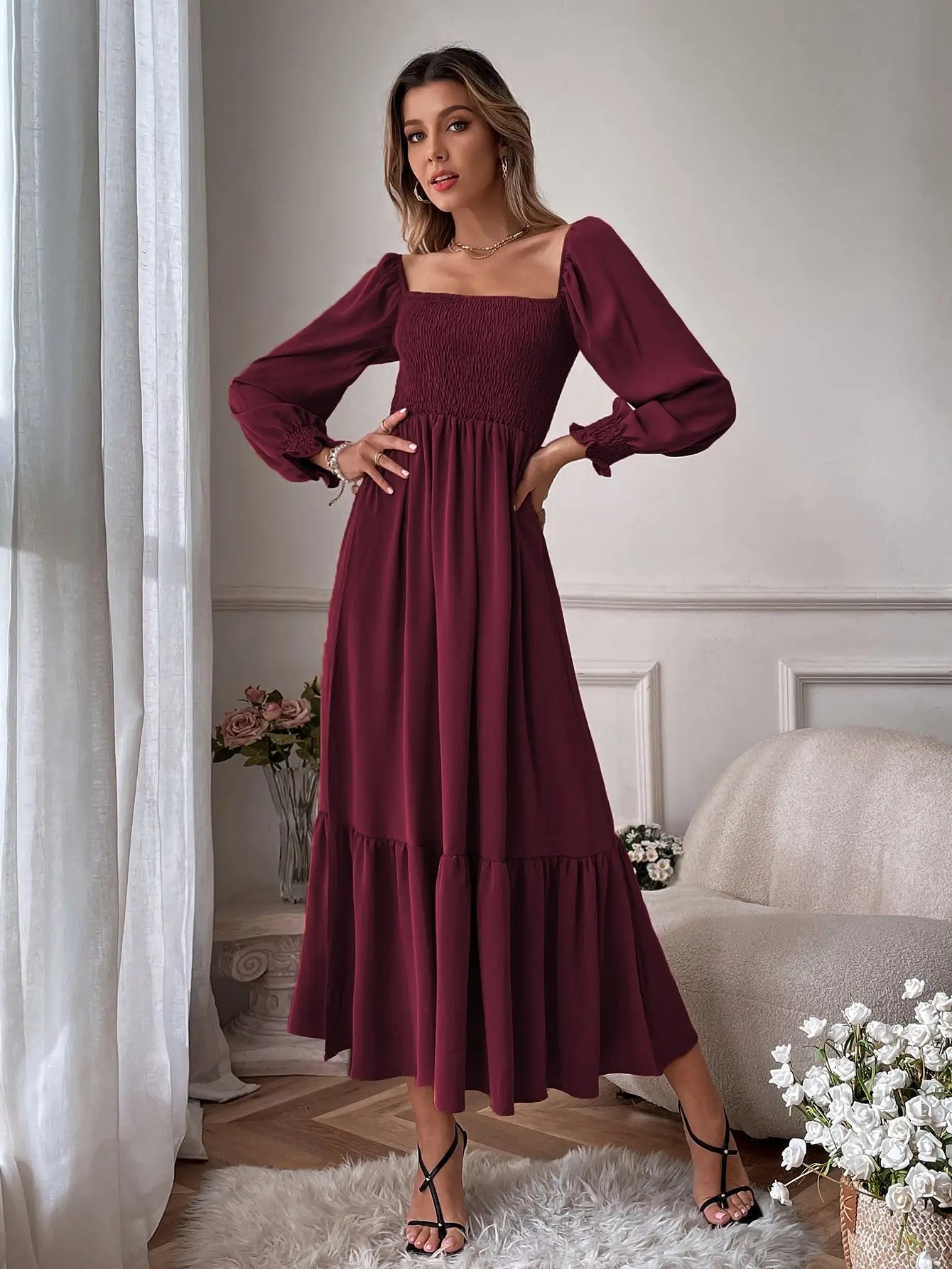 Robe Longue Bohème Bordeaux | Evasion Bohème