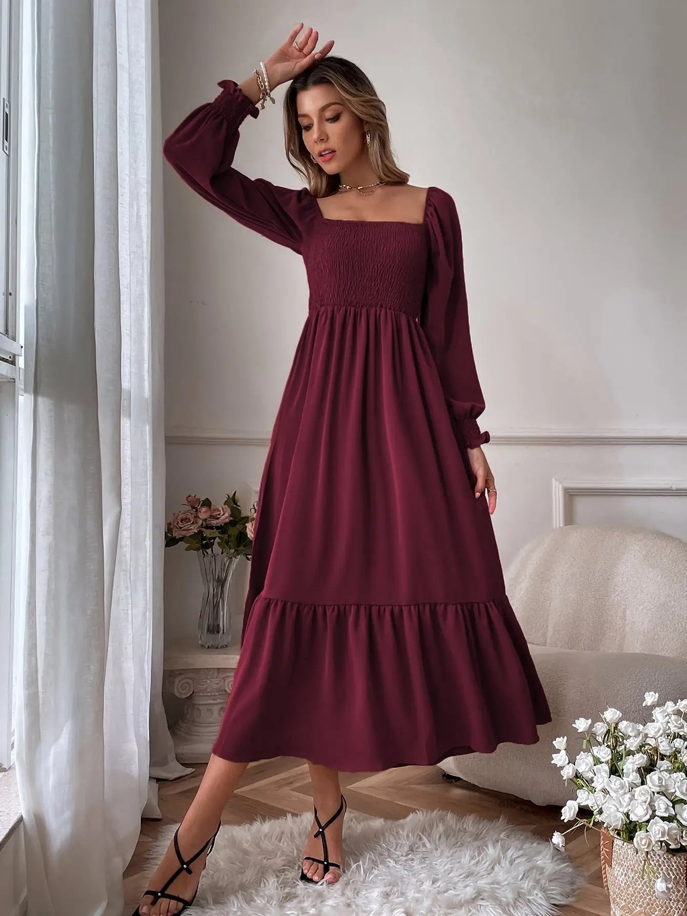 Robe Longue Bohème Bordeaux | Evasion Bohème