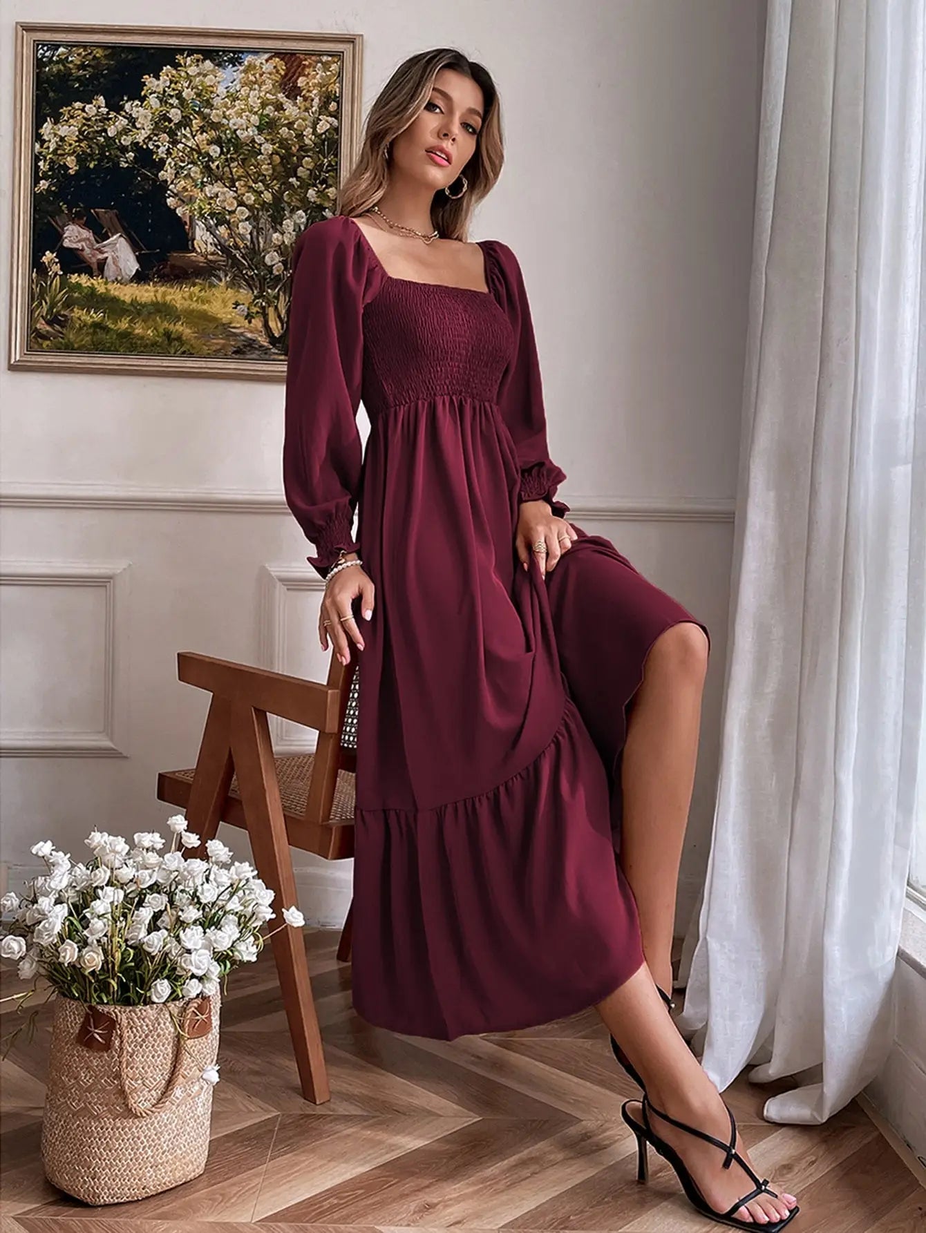 Robe Longue Bohème Bordeaux | Evasion Bohème