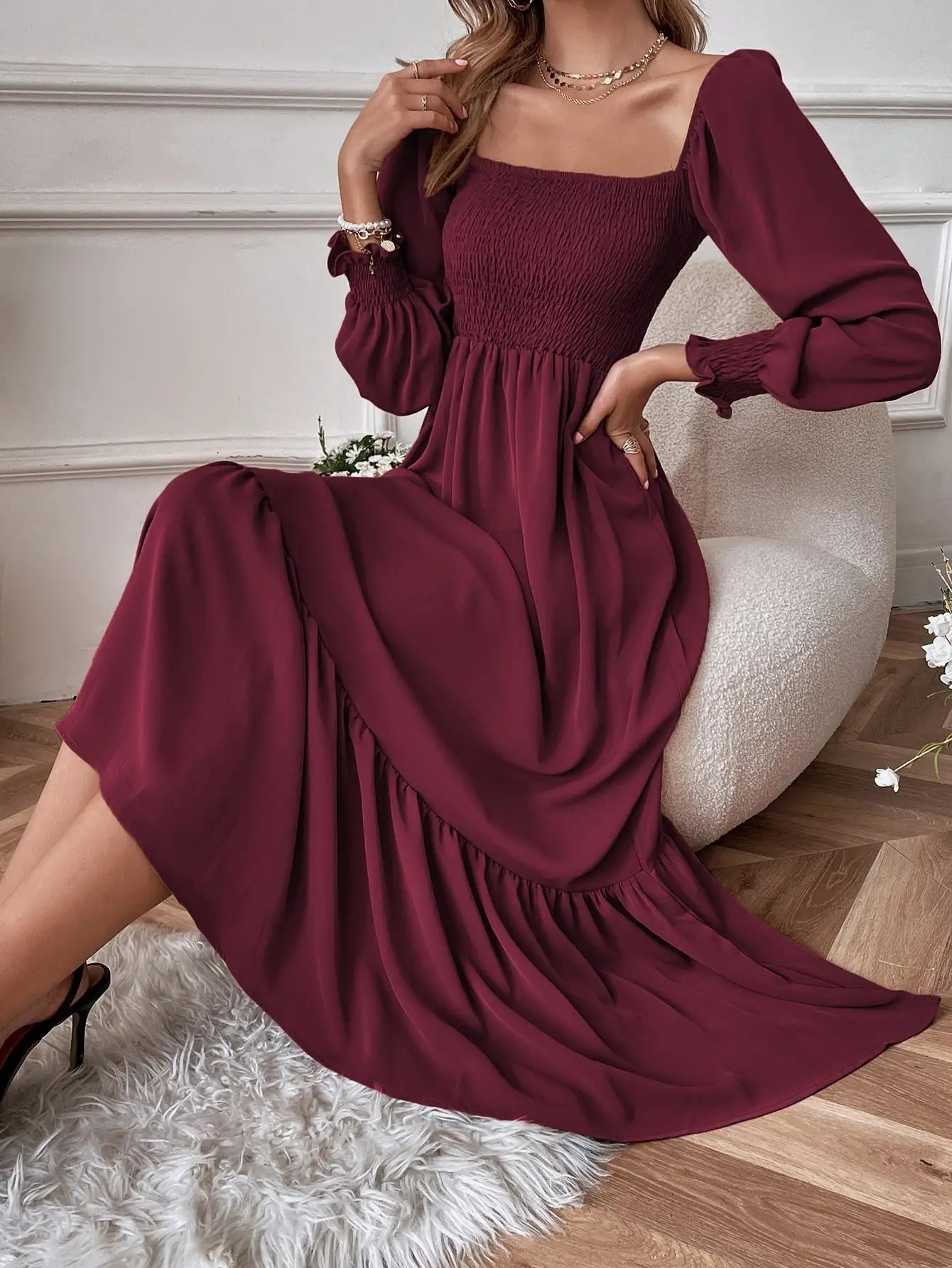 Robe Longue Bohème Bordeaux | Evasion Bohème