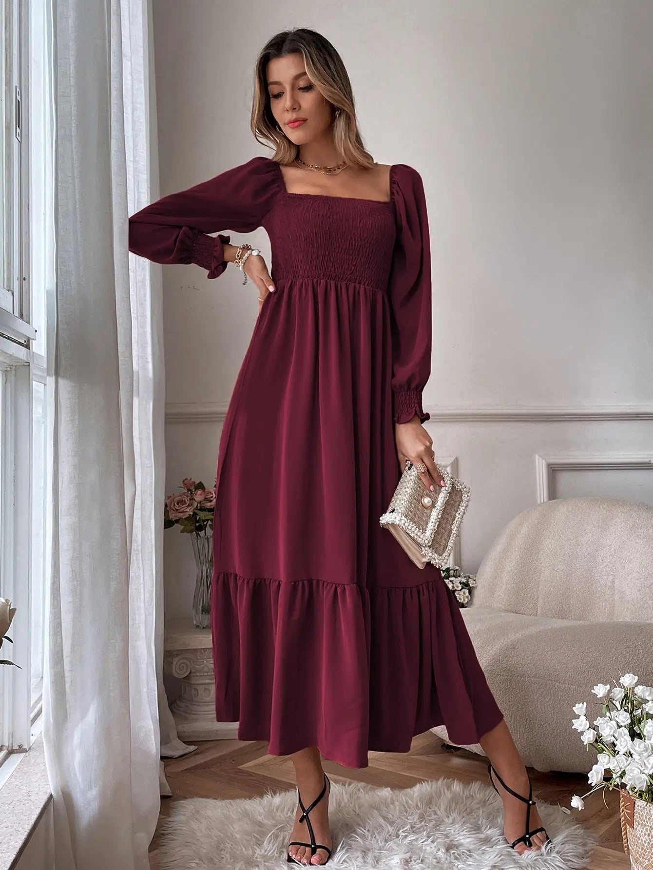 Robe Longue Bohème Bordeaux | Evasion Bohème